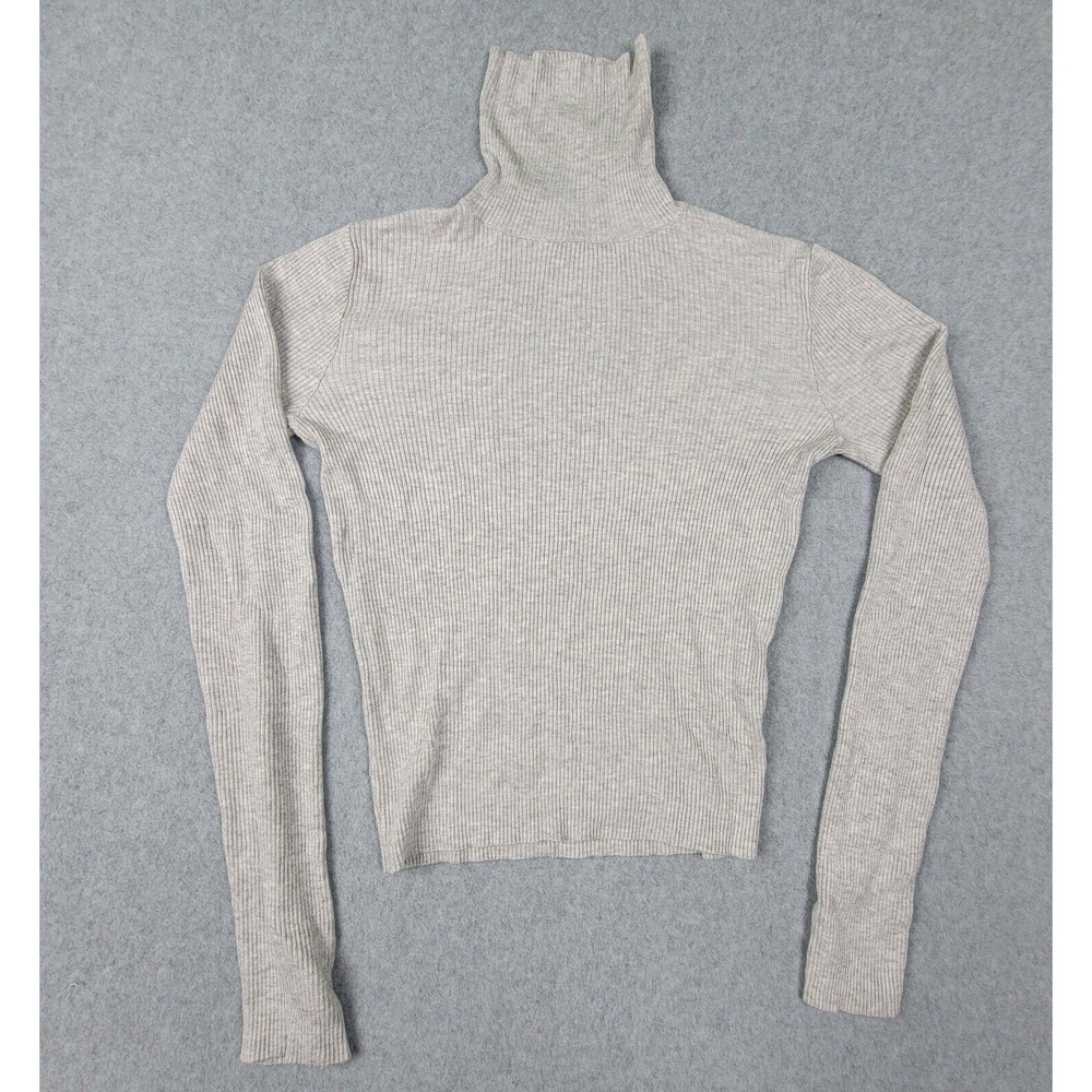 Brandy Melville Womens Small Sweater Long Sleeve Ribbed Turtleneck Pullover Gray